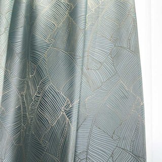 Feuilles de banane Rideau bleu d'oeuf de canard de luxe 3D Jacquard