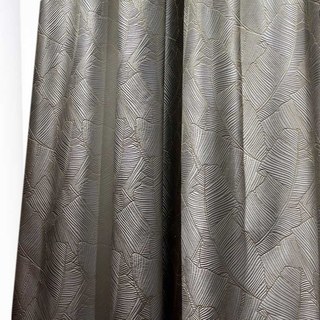 Banana Leaves Luxury 3D Jacquard Rideau gris argent avec détails or 2