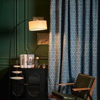 Bishamon Kikko motif géométrique Art déco Haze bleu rideau
