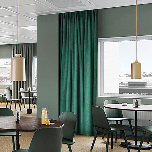 Exquis Matte Luxury Emeraude Forêt Vert Chenille Rideau 1