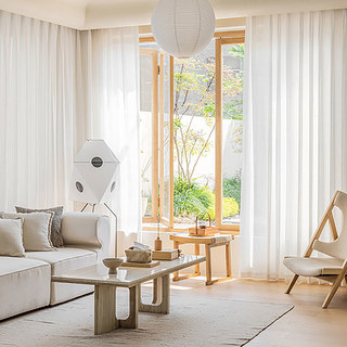Miroir blanc à rayures japonaises Rideau voilé 3