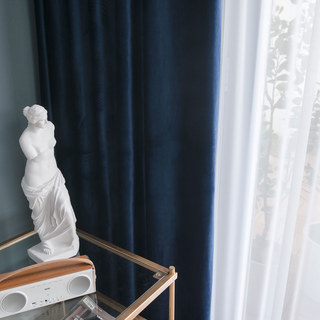 Rideaux de velours bleu marine lustré 2
