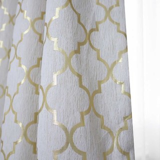 Crème Jacquard de luxe de Trellis et rideau géométrique d'or métallique