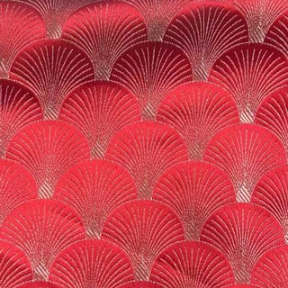 L'art de luxe des années 20 Roaring Deco Rideau rouge et doré à motif Shell