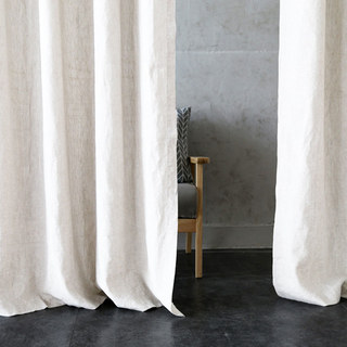 Shabby Chic Blanc Ivoire 100% Lin Rideau