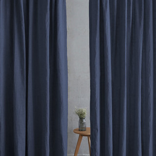 Shabby Chic Midnight Bleu Marine 100% Lin Rideau 3