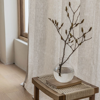 Shabby Chic Oatmeal Couleur naturelle 100% Lin Lin Rideau