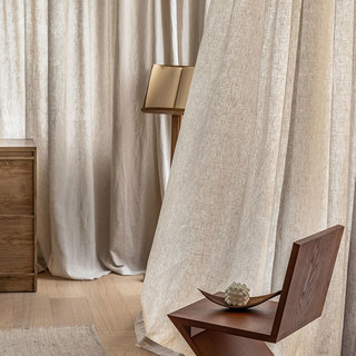 Shabby Chic Oatmeal Couleur naturelle 100% Lin Lin Rideau 2