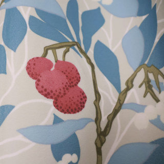 Arbutus Red Berries William Morris Bleu Floral Rideau de velours