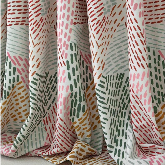 Dash de couleur vert rose rideau géométrique de velours 1