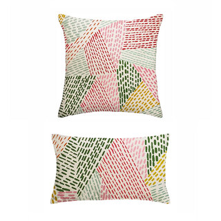 Dash de couleur vert rose rideau géométrique de velours 5