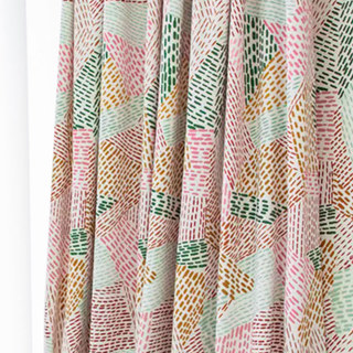 Dash de couleur vert rose rideau géométrique de velours 2