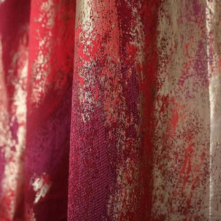 Brushwork de luxe Jacquard rouge & or rideau abstrait 2