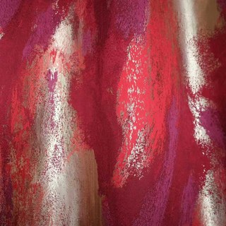 Brushwork de luxe Jacquard rouge & or rideau abstrait 3