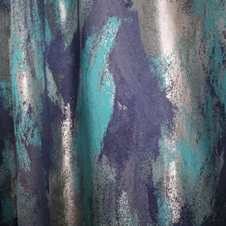 Brushwork de luxe Jacquard Teal & Blue Résumé Rideau 2