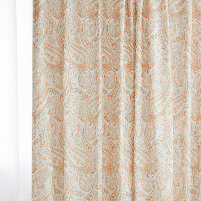 Fantasy Paisley Lin Style Orange & Vert Rideau 1