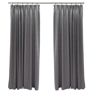 Subtil de la chute d'eau en soie texturée rayée chatoyante Charcoal Rideau noir 3