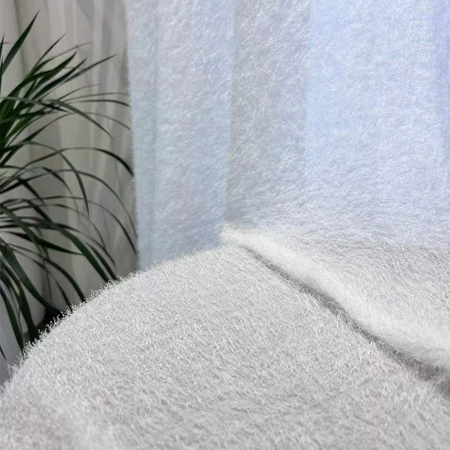 Coudre vers le haut Ivoire blanc Mohair peluche lourd rideau voile 1