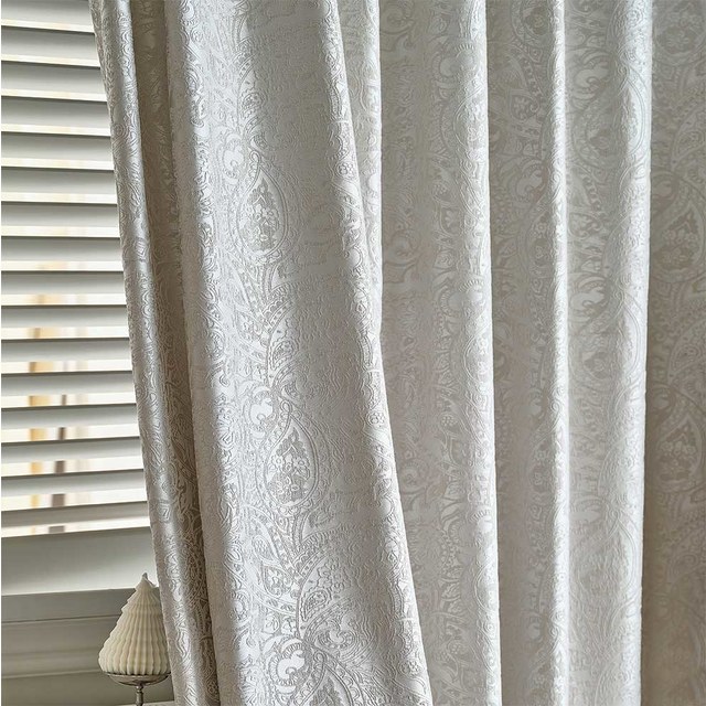 Enchantant Paisley Luxe Jacquard Crème Rideau Occultant 1