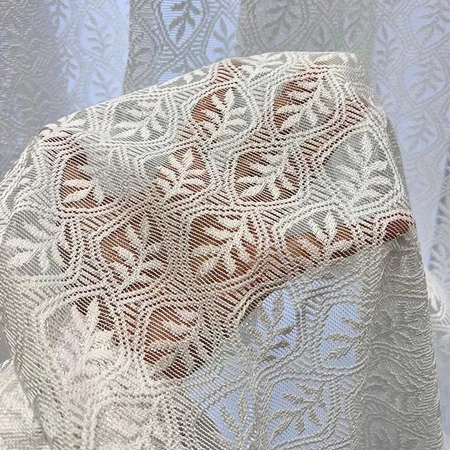 Feuilles magiques Rideaux de filet de dentelle blanche d'ivoire 1