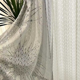 Feuilles magiques Rideaux de filet de dentelle blanche d'ivoire 3