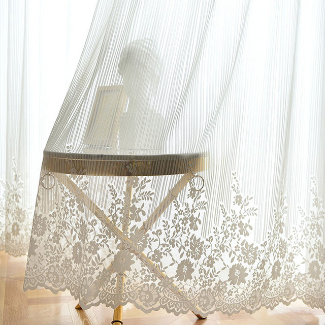 Matin Camomille Ivoire Dentelle Blanche Voile Rideau 1