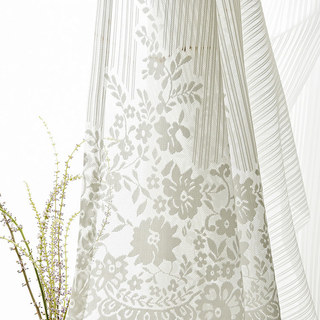 Matin Camomille Ivoire Dentelle Blanche Voile Rideau 5