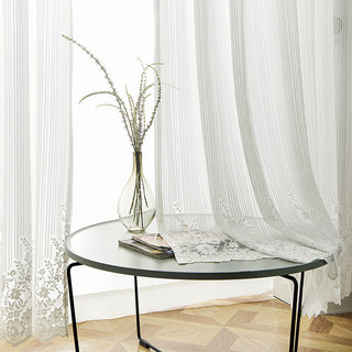 Matin Camomille Ivoire Dentelle Blanche Voile Rideau 3