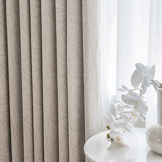 Feuille de printemps Jacquard motif crème Rideau noir 1
