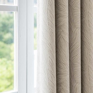 Feuille de printemps Jacquard motif crème Rideau noir 3
