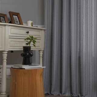 Boho Chic Gris clair Charbon Fringe rayé Rideau 3