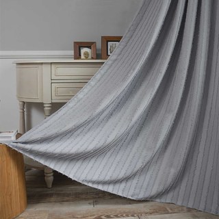 Boho Chic Gris clair Charbon Fringe rayé Rideau 2