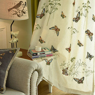 Crème de jardin papillon Floral Brodé Lin Style Rideau