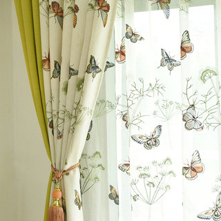 Crème de jardin papillon Floral Brodé Lin Style Rideau 3