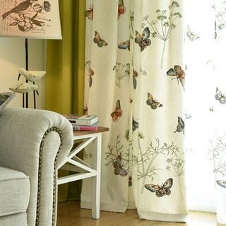 Crème de jardin papillon Floral Brodé Lin Style Rideau 2