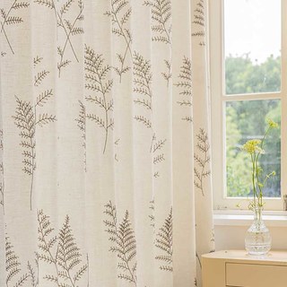 Fern d'Eden Broded Feuille Lin Coton Blend Rideau 5