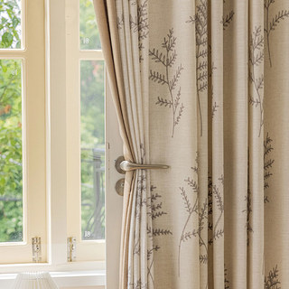 Fern d'Eden Broded Feuille Lin Coton Blend Rideau 3