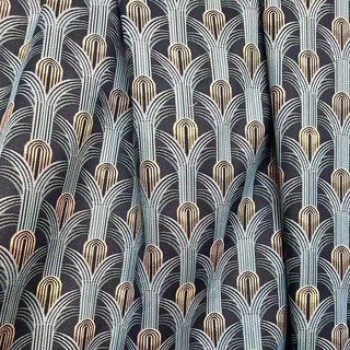 Glam bleu géométrique vert et doré rétro Art Rideaux déco