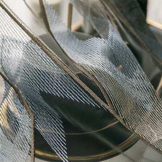 Géometrica Brodé bleu brillant or gris voile rideau 7