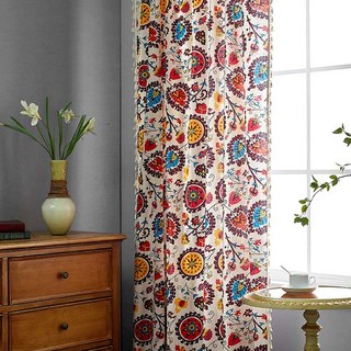 Blossom Multi Couleur Rouge Floral Boho Rideaux 3