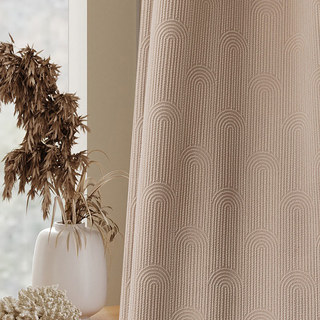 Rolling Hills Chenille Art Déco Géométrique Mocha Crème Rideau noir
