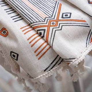 Tribal Fusion Black & Orange Linge géométrique Rideaux Boho 7