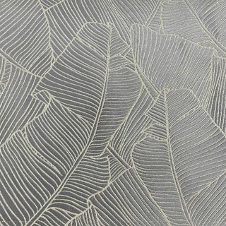 Banana Leaves Luxury 3D Jacquard Rideau gris argent avec détails or