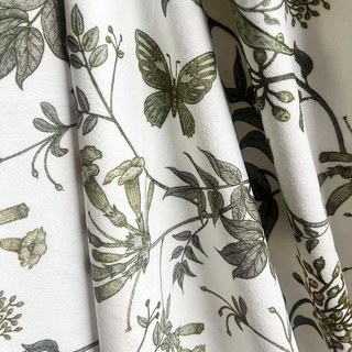 Rideaux en velours floral Butterfly and Bloom Sauge Vert Olive 5