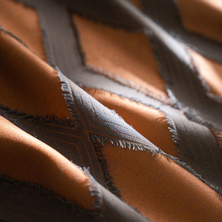 Diamant Lattice Fringe Trim Terracotta orange géométrique Rideau noir 3