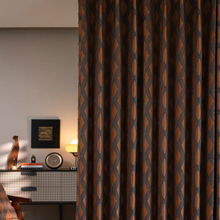 Diamant Lattice Fringe Trim Terracotta orange géométrique Rideau noir 2