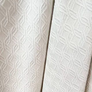 Diamond Patchwork Géométrique Chenille Crème Blanc Cassé Rideau 2
