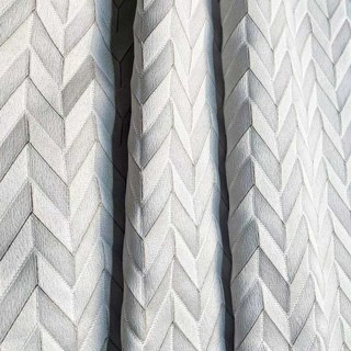 Elegante Art Deco Chevron Rideau Blanc Ivoire avec Détails Or 3