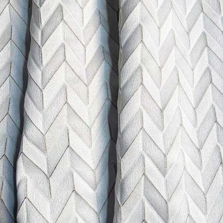 Elegante Art Deco Chevron Rideau Blanc Ivoire avec Détails Or 2