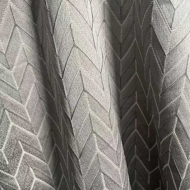 Elegante Art Déco Chevron Rideaux gris argenté 1